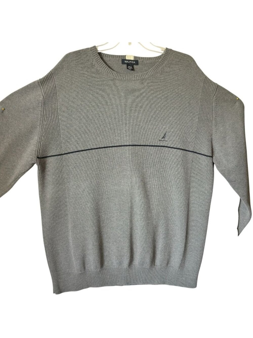 Vintage Nautica Mens XXL Sweater Crew Neck Pullover Gray Logo Cotton Horizontal - Picture 4 of 16